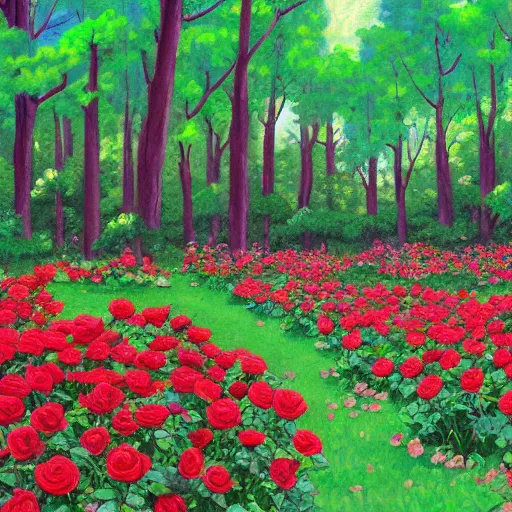 Prompt: pixiv scenery art of a rose forest