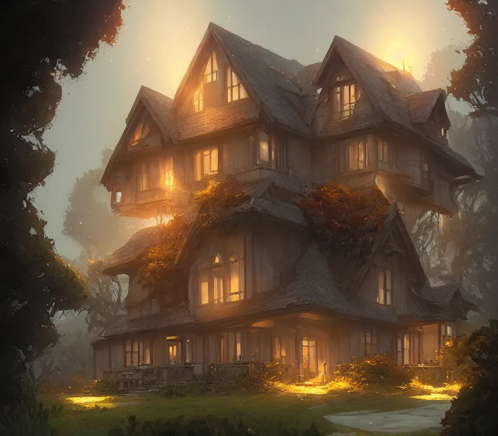 Image similar to beautiful house in big sur, details, sharp focus, illustration, by jordan grimmer and greg rutkowski, trending artstation, pixiv, digital art