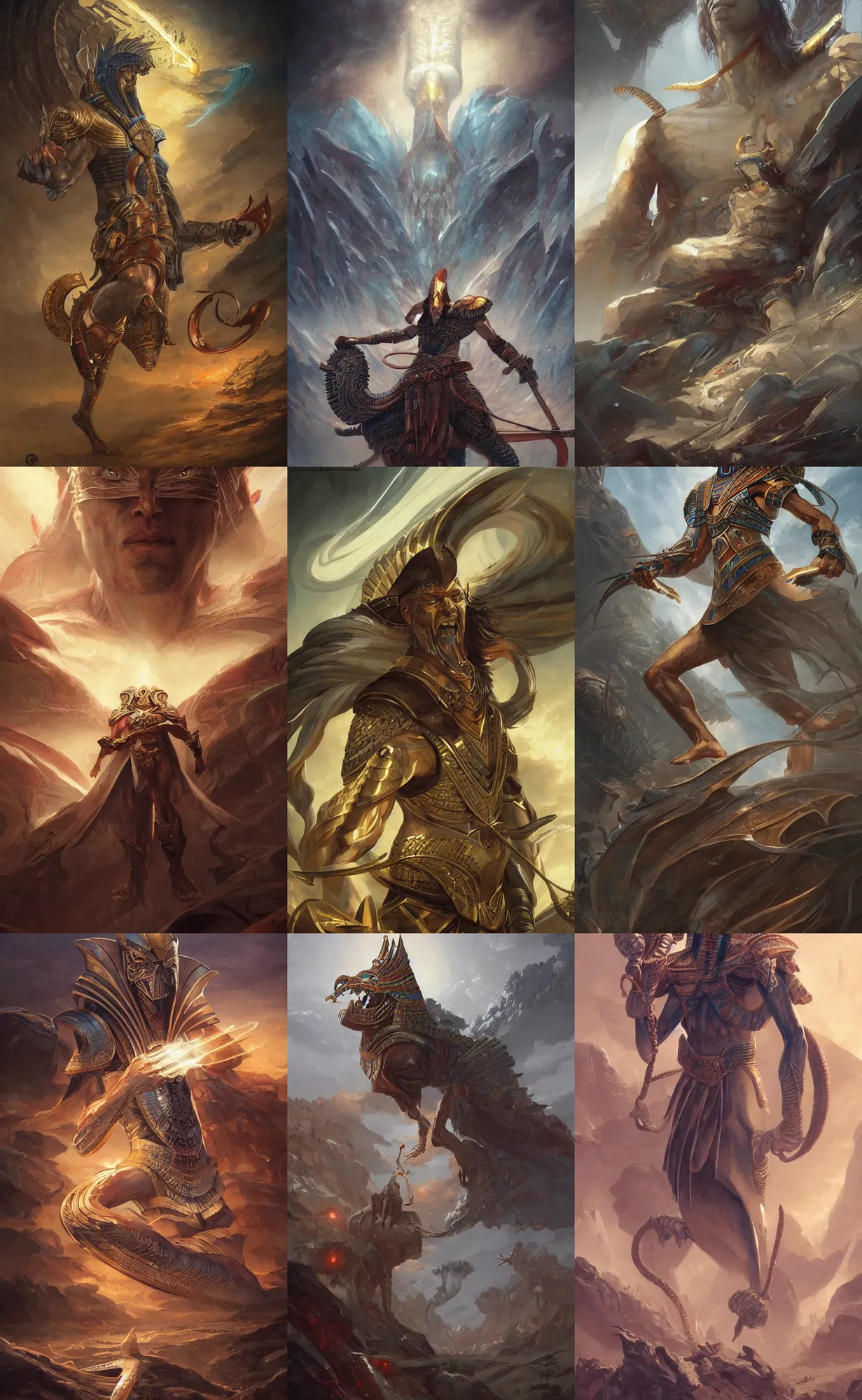 Prompt: egyptian thunder god, highly detailed, digital painting, artstation, concept art, sharp focus, illustration, art by aleksi briclot and mohrbacher and raphael lacoste and magali villeneuve