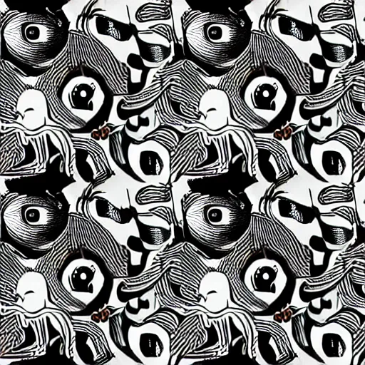 Image similar to eyes and ears seamless pattern by junji ito