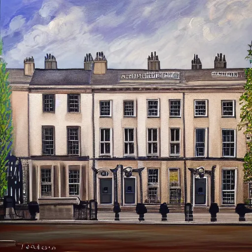 Prompt: A painting of ten downing street 2020, 4k Ultra HD