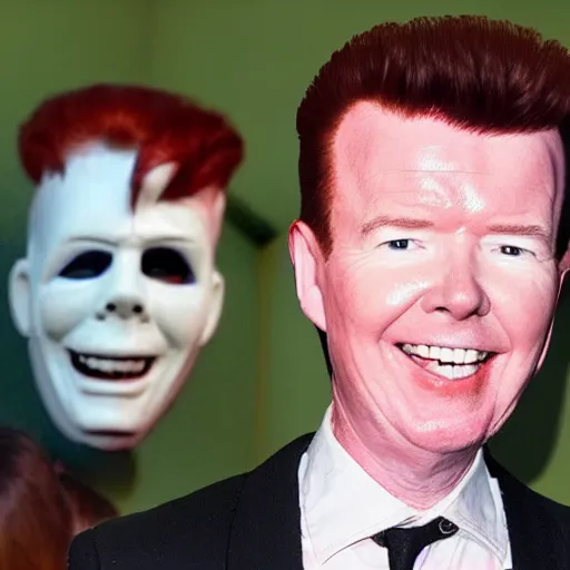 Prompt: rick astley with a slipknot mask