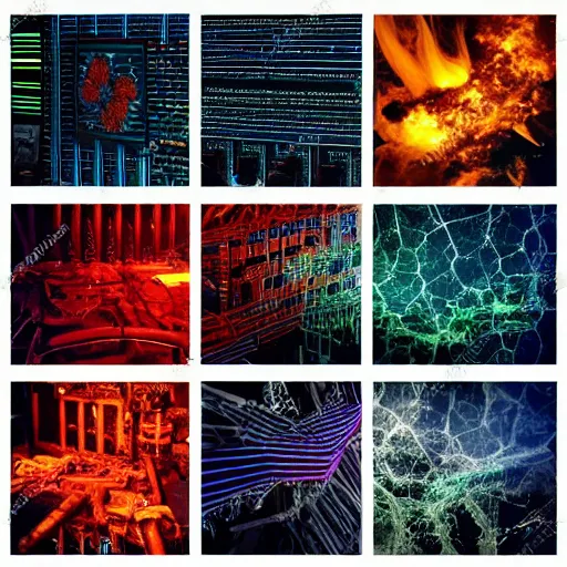 Image similar to diverse groups of humans destroying the supercomputers, breaking circuits, smashed, fire, smoke, from behind, rebirth, beauty, wide angle, elaborate, wet, highly detailed, colors, beautiful lighting