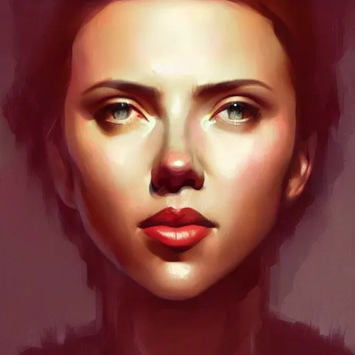 Image similar to “ portrait of scarlett johansson by greg rutkowski, young, attractive, highly detailed portrait, scifi, digital painting, artstation, concept art, smooth, sharp foccus ilustration, artstation hq ”