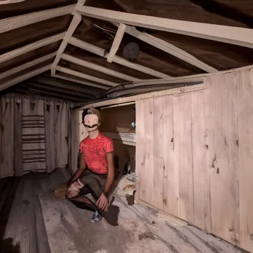 Image similar to Giga chad hides in a dark attic