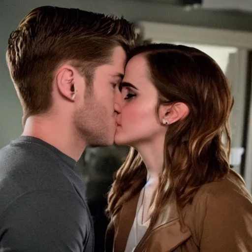 Image similar to still of emma watson kissing dean in supernatural
