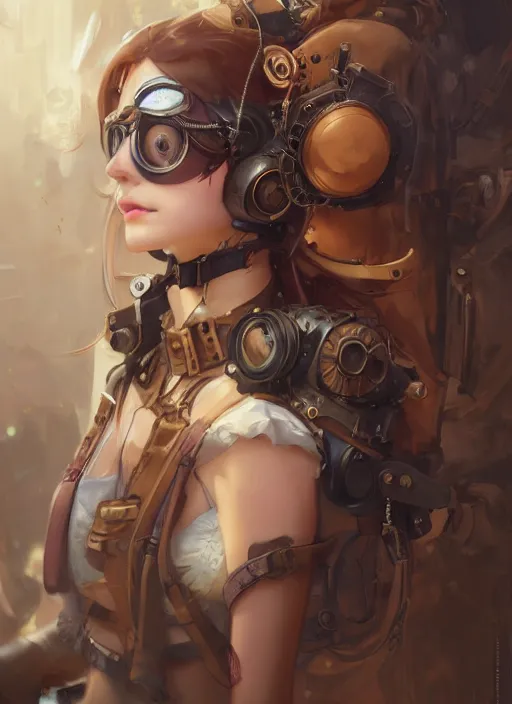 Image similar to girl, steampunk, goggles, pilot, portait, made by stanley artgerm lau, wlop, rossdraws, james jean, andrei riabovitchev, marc simonetti, yoshitaka amano, artstation