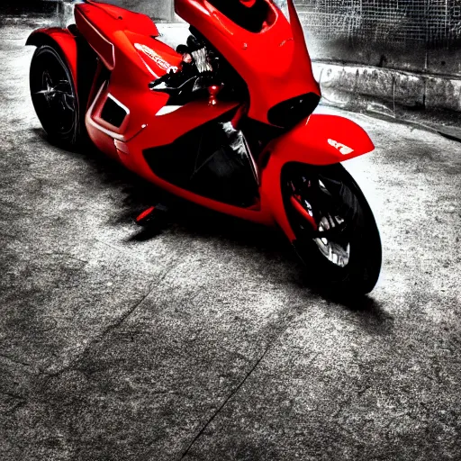 Image similar to a futuristic motorbike, red, high detail, cinematic light, photo