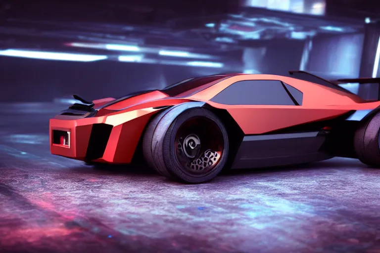 Prompt: cyberpunk bladerunner concept inspired sports car, futuristic look, highly detailed body, very expensive, photorealistic camera shot, bright studio setting, studio lighting, crisp quality and light reflections, unreal engine 5 quality render