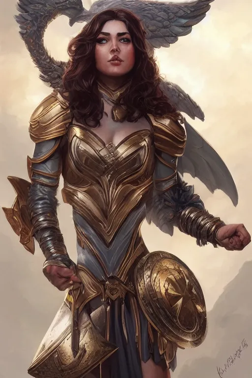 Image similar to amazon valkyrie athena, d & d, fantasy, portrait, highly detailed, headshot, digital painting, trending on artstation, concept art, sharp focus, illustration, art by artgerm and greg rutkowski and magali villeneuve