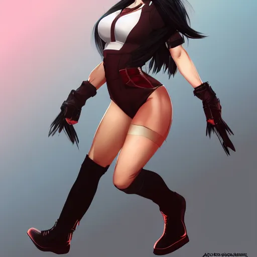 Image similar to high quality art of tifa lockhart as a marvel superhero, trending on artstation