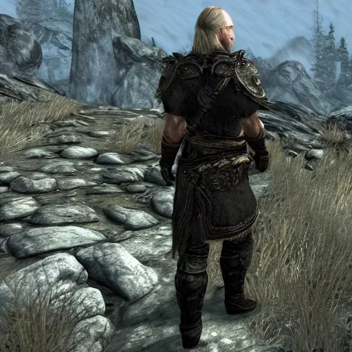 Image similar to video game screenshot of joe biden in skyrim