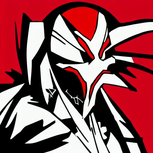 Image similar to Spawn by Todd-MacFarlene, SVG, Vector sticker, flat colors, full-body, uncropped, white-space-surrounding-subject