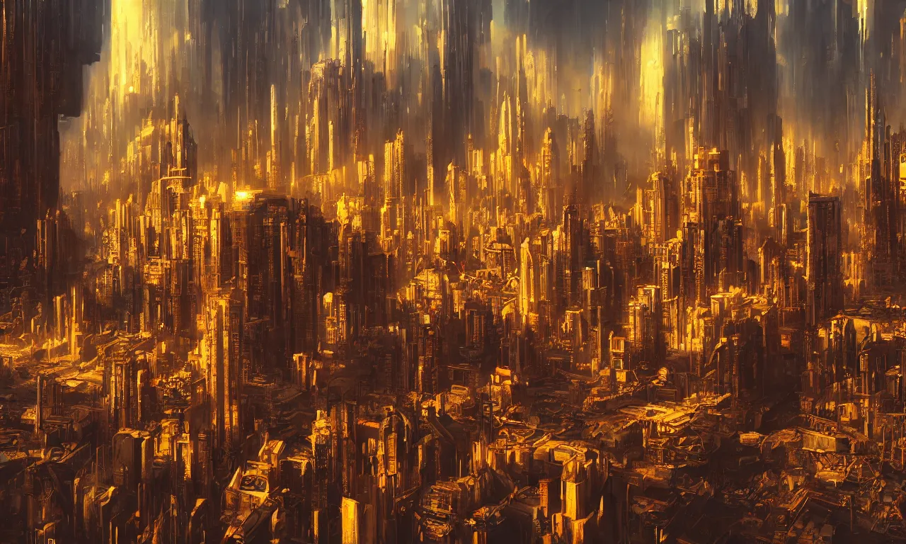 Prompt: an epic painting demonic city, oil on canvas, cold colors, perfect composition, golden ratio, beautiful detailed, photorealistic, digital painting, artstation, concept art, smooth, sharp focus, illustration, cyberpunk background, artstation trending, octane render, unreal engine