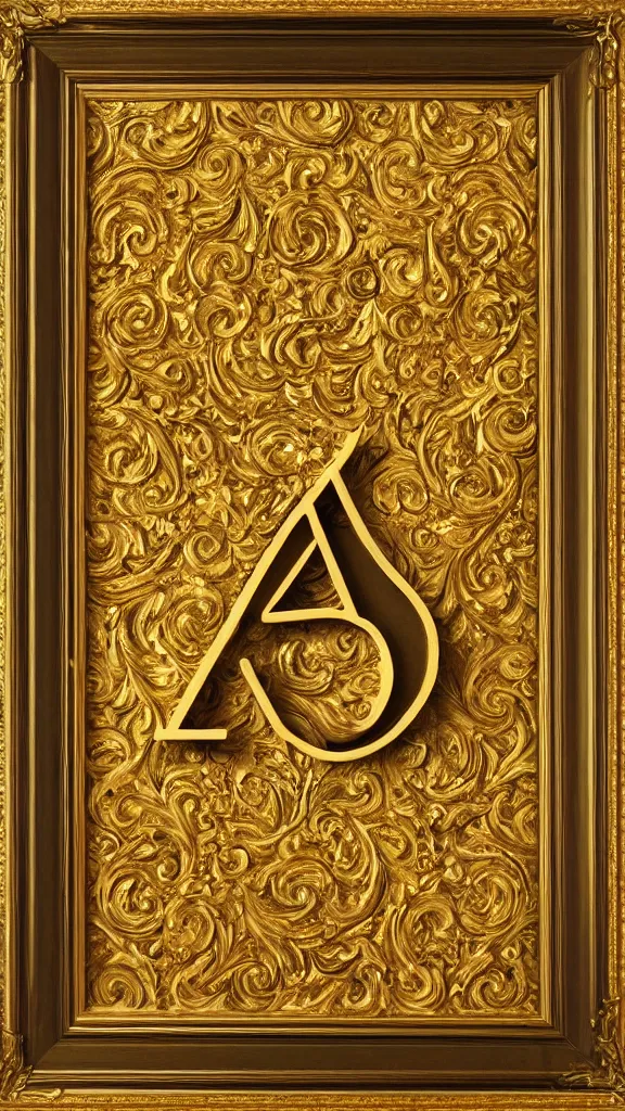 Image similar to oil painting of the letter M baroque with frame photorealistic