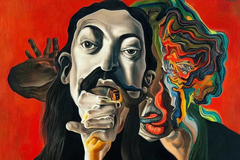 Image similar to portrait of a uncanny painter by Chor Boogie and Salvador Dali collaboration