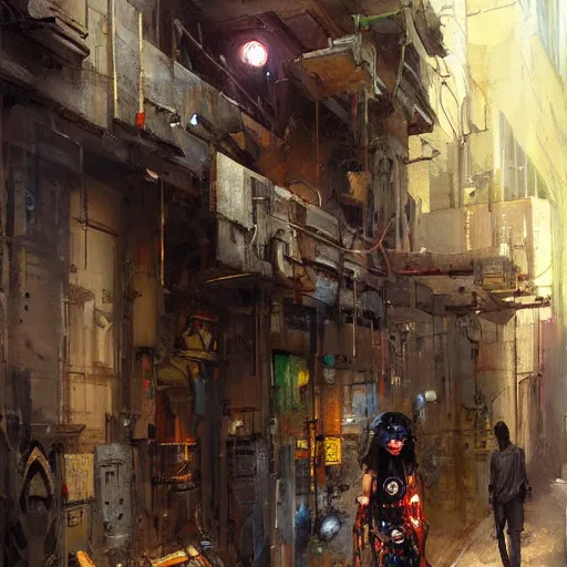 Prompt: a cyborg!! sphynx, in a cyberpunk alleyway by daniel gerhartz