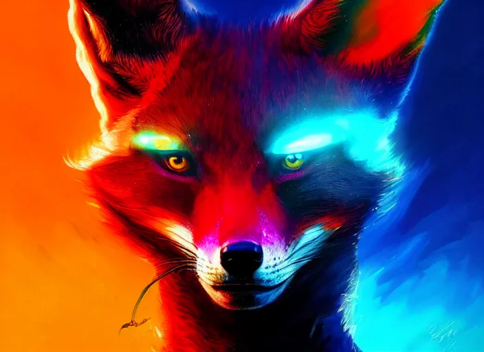 Prompt: A psychedelic portrait of firefist fox , vibrant color scheme, highly detailed, in the style of romanticism, cinematic, artstation, Moebius, Greg rutkowski