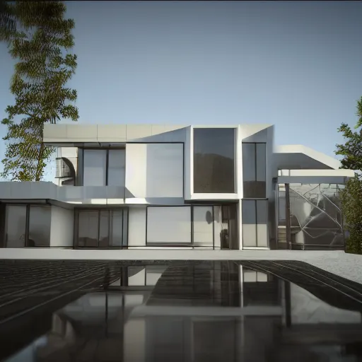 Image similar to still photo of an architecture accurate modern mansion, highly detailed, photorealistic portrait, bright studio setting, studio lighting, crisp quality and light reflections, unreal engine 5 quality render