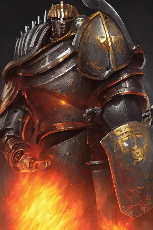 Image similar to armor portrait heros warhammer 4 0 k horus heresy fanart - the primarchs emperor by johannes helgeson animated with vfx concept artist & illustrator global illumination ray tracing hdr fanart arstation zbrush central hardmesh 8 k octane renderer comics stylized