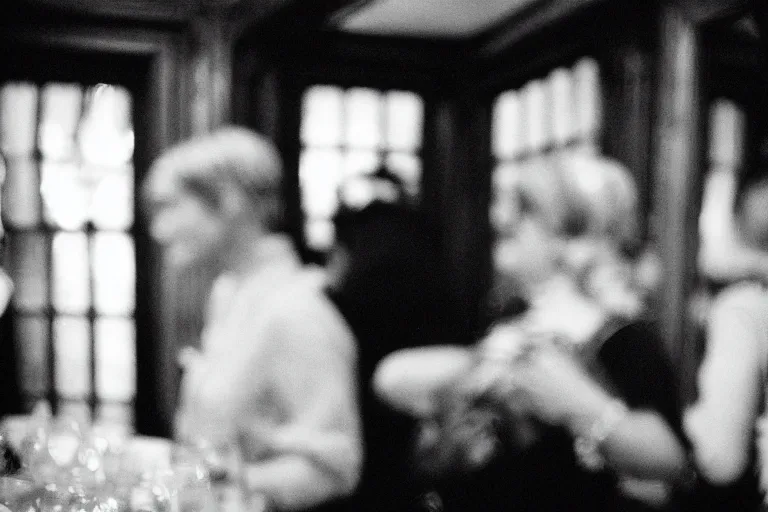 Image similar to candid close up of a guest at a party at the great gatsby's house, grainy, tri - x 4 0 0 tx