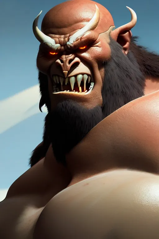 Image similar to orc barbarian male, finely detailed perfect face, exquisite details, earth magic, mid view, design on a white background, by studio muti, greg rutkowski makoto shinkai takashi takeuchi studio ghibli