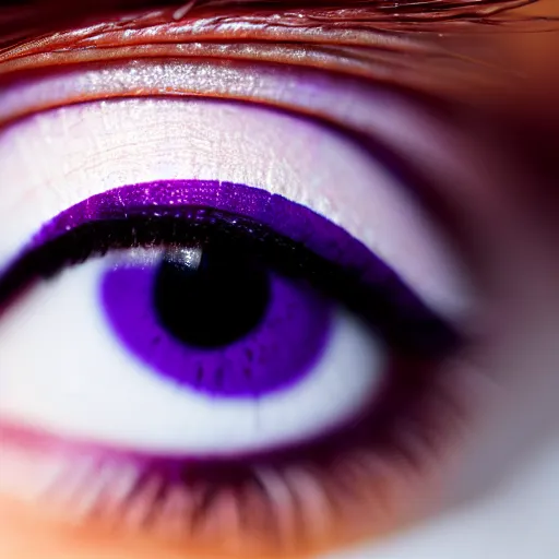 Image similar to close up photo of beautiful purple eye. 8k.