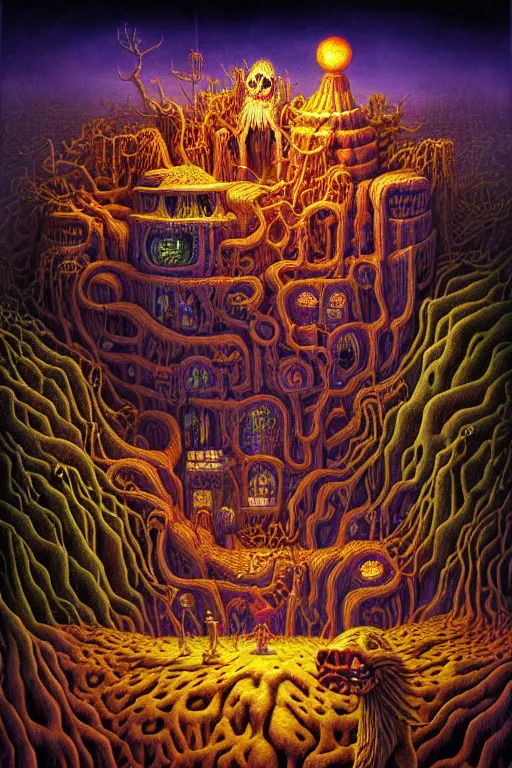 Image similar to a photorealistic painting of an isometric nightmare horror by johfra bosschart, lisa frank, dark fantasy art, high detail, trending on artstation