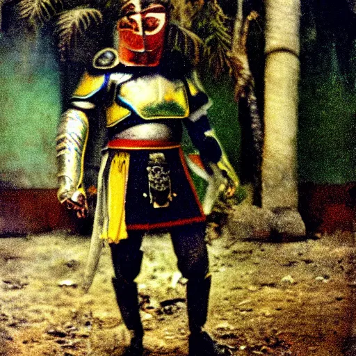 Prompt: a brazilian paladin, 1 6 mm film, autochrome