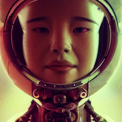 Image similar to hyperrealistic portrait of a venus monster astronaut, full body portrait, well lit, intricate abstract. cyberpunk, intricate artwork, by Tooth Wu, wlop, beeple. octane render,in the style of Jin Kagetsu, James Jean and wlop, highly detailed, sharp focus, intricate concept art, digital painting, ambient lighting, 4k, artstation