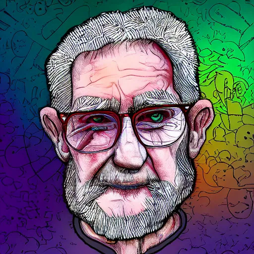 Prompt: digital art of grandpa on dmt