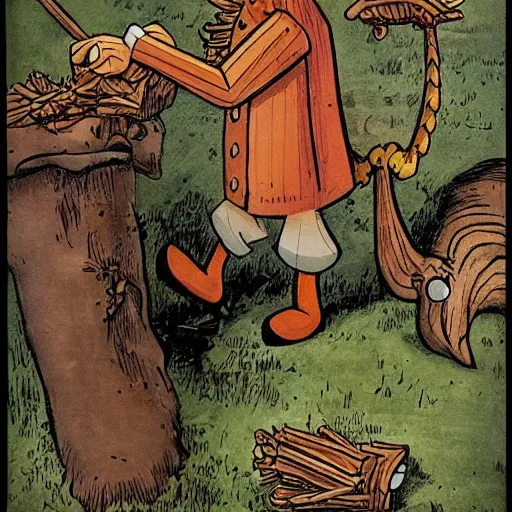 Image similar to Pinocchio being eaten by termites