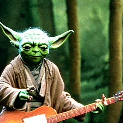 Image similar to yoda performing at woodstock