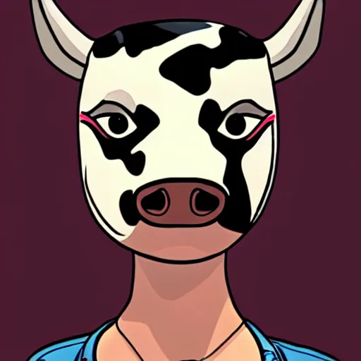 Image similar to margot robbie as a cow with fat udders portrait, borderlands, tales from the borderlands, the wolf among us, comic, cinematic lighting, studio quality, 4 k