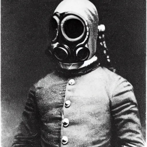 Prompt: an 1800's admiral wearing a gasmask