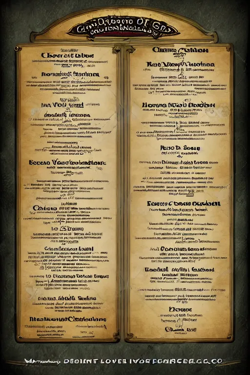 Prompt: a menu for purchasing lovecraftian elder gods, diner menu, detailed