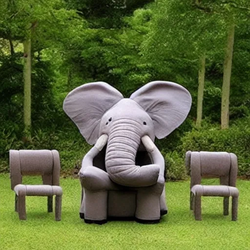 Prompt: an elephant shaped chair