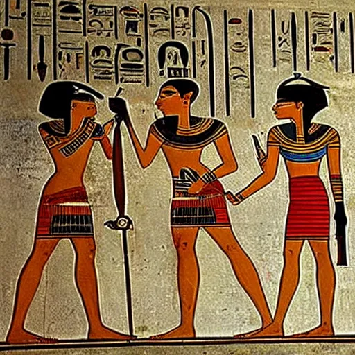 Prompt: ancient egyptian paintings of the world's oldest profession