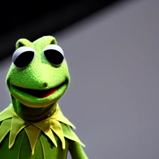 Prompt: Kermit the frog as a fashion week runway model 4k photo magazine journalism