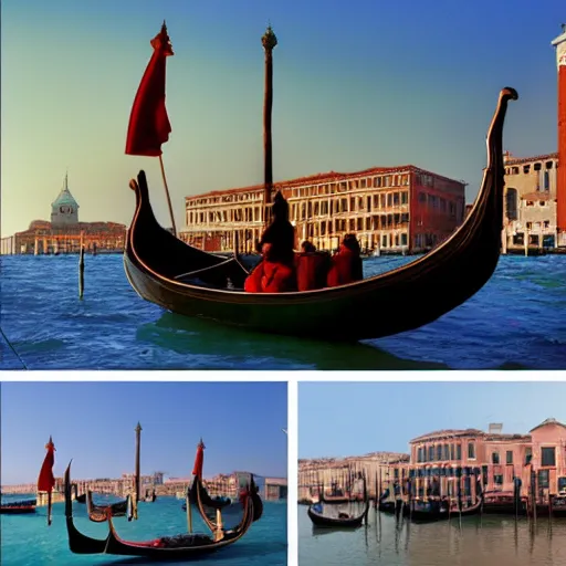 Image similar to venetian gondolas in the style of aivazovsky