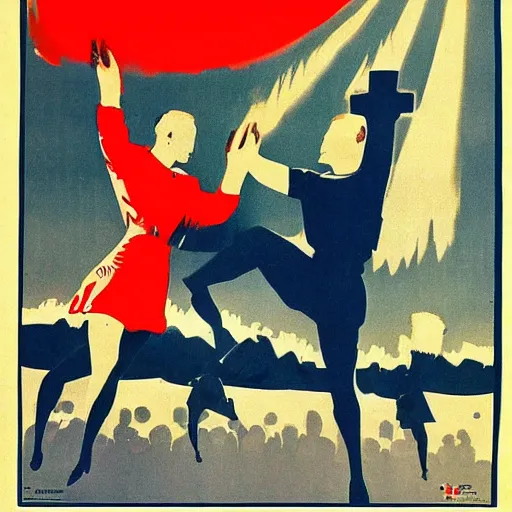 Image similar to an early 60’s Soviet propaganda poster