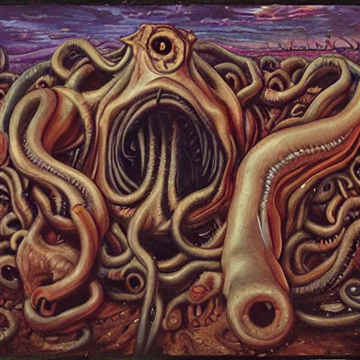 Image similar to igor ivanovich strelkov became an aggressive lovecraftian degenerate worm calling for total mobilization, photo - realistic, color image, 2 k, highly detailed, bodyhorror, occult art
