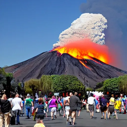 Prompt: Disneyland volcanic eruption