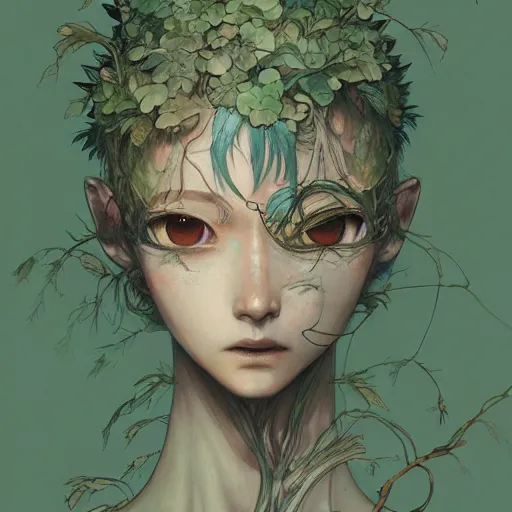 Image similar to prompt : forest character portrait soft light painted by james jean and katsuhiro otomo and erik jones, inspired by evangeleon anime, smooth face feature, intricate oil painting, high detail illustration, sharp high detail, manga and anime 1 9 9 9