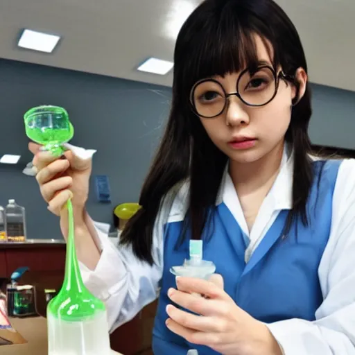 Image similar to Hashimoto Kanna doing chemical experiment