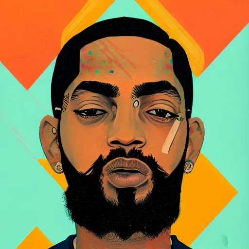 Image similar to Nipsey Hussle profile picture by Sachin Teng, asymmetrical, Organic Painting , Matte Painting, geometric shapes, hard edges, graffiti, street art:2 by Sachin Teng:4