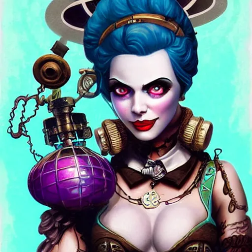 Image similar to lofi underwater bioshock steampunk jinx from league of legends, Pixar style, by Tristan Eaton Stanley Artgerm and Tom Bagshaw.