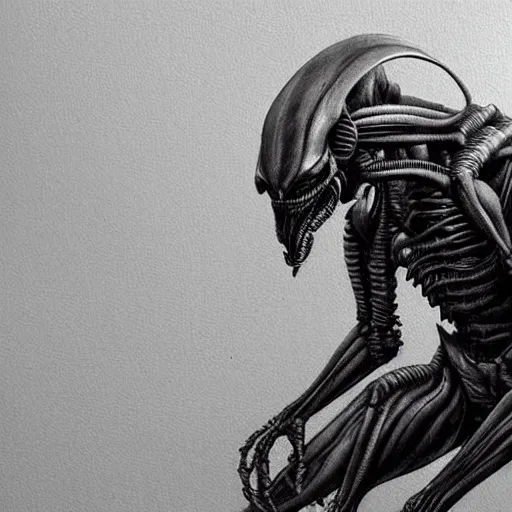 Prompt: a sketch of a xenomorph, artstation hall of fame gallery, editors choice, #1 digital painting of all time, most beautiful image ever created, emotionally evocative, greatest art ever made, lifetime achievement magnum opus masterpiece, the most amazing breathtaking image with the deepest message ever painted, a thing of beauty beyond imagination or words, 4k, highly detailed, cinematic lighting