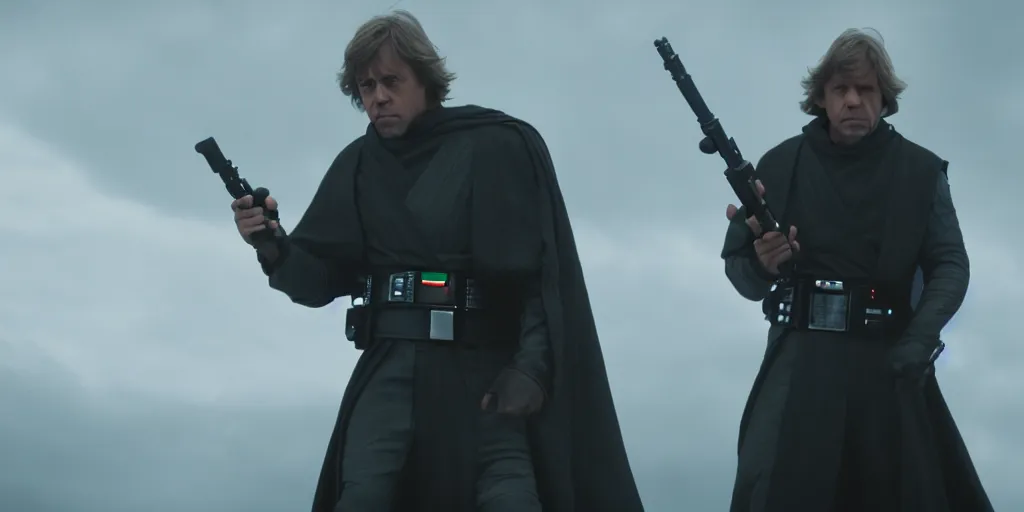 Prompt: film still of luke skywalker if he killed darth vader, 4k, cinematic, movie