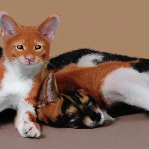 Prompt: photo of catdog